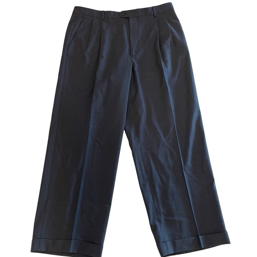 Zanella John Craig Mens Pleated Dress Pants Charcoal Grey Cuffed 38x29